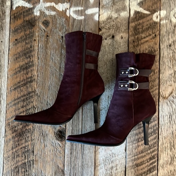 Diba Gillian Vintage Burgundy Suede Leather Boot Size 39 - Picture 6 of 7